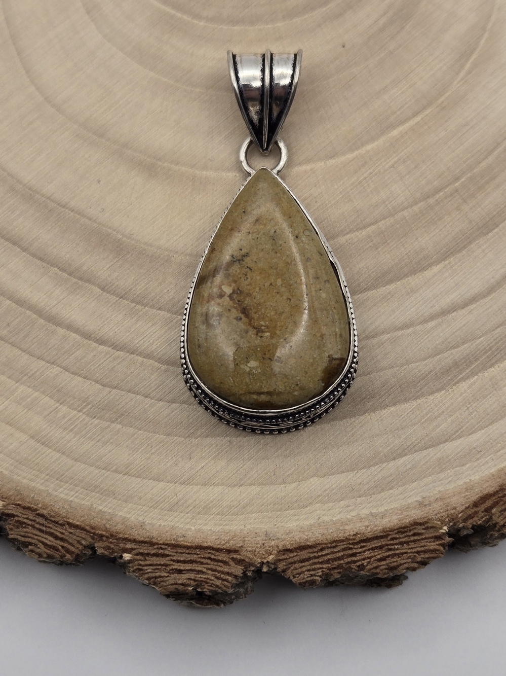 Handmade SilverJasper Pendant – Artisan Teardrop Statement Necklace
